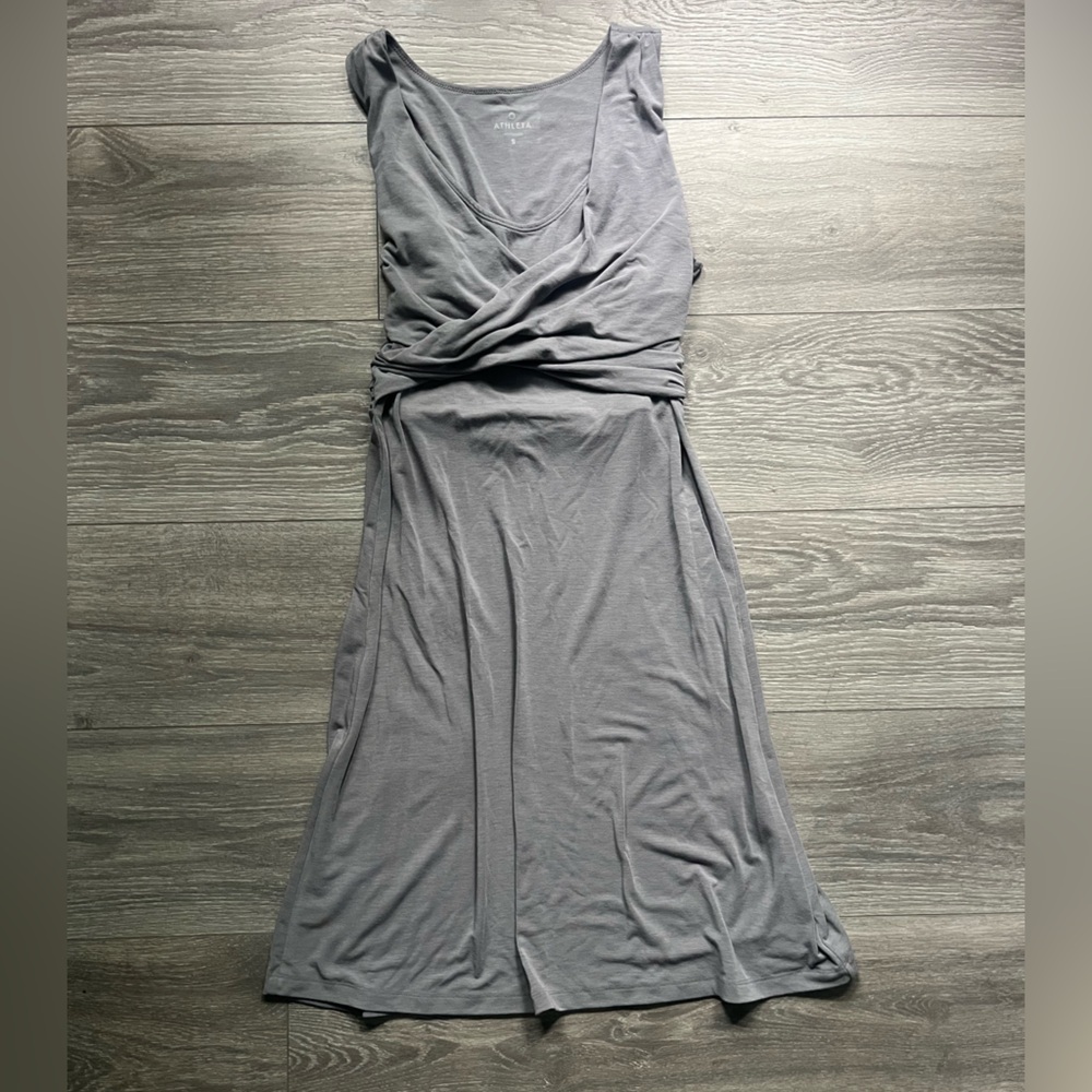 Athleta Gray Sleeveless Twist Front A Line Knee Length Sporty Sundress Size S